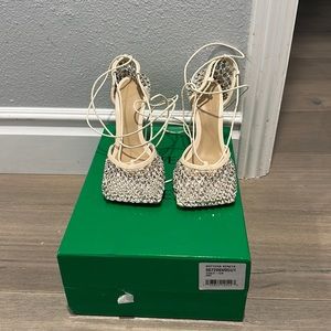 Authentic crystal embellished stretch sandal worn once!